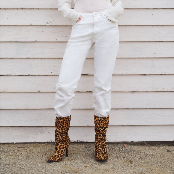 ZARA LEOPARD PRINT HEELED LEATHER ANKLE BOOTS - Picture 6 of 14